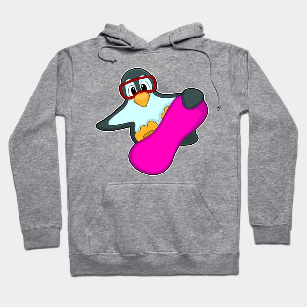 Penguin at Snowboard Sports & Ski goggles Hoodie by Markus Schnabel
